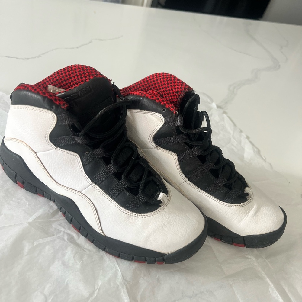 Jordan Kids White and Black Sneakers with Red Highlights